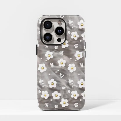 Double-Layer Semi-Handprinted Tough Matte Gypsophila iPhone Case