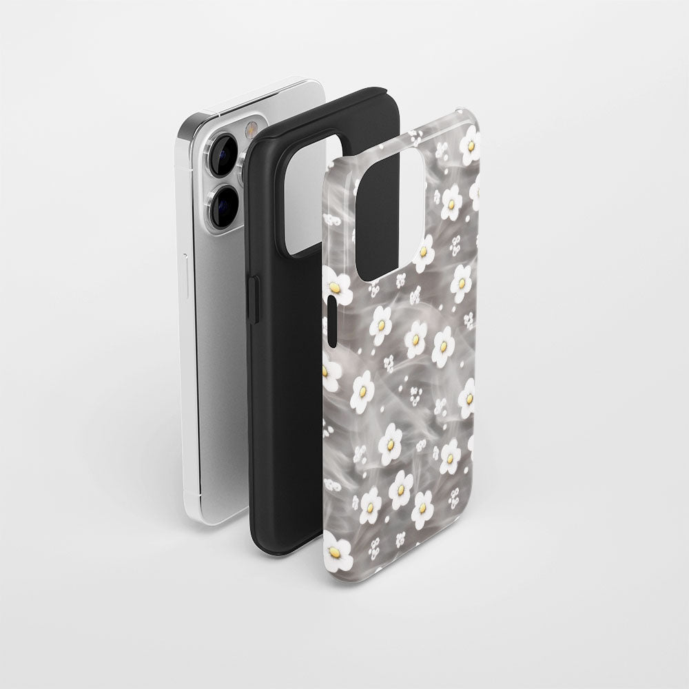 Double-Layer Semi-Handprinted Tough Matte Gypsophila iPhone Case