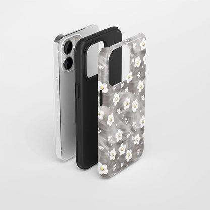 Double-Layer Semi-Handprinted Tough Matte Gypsophila iPhone Case