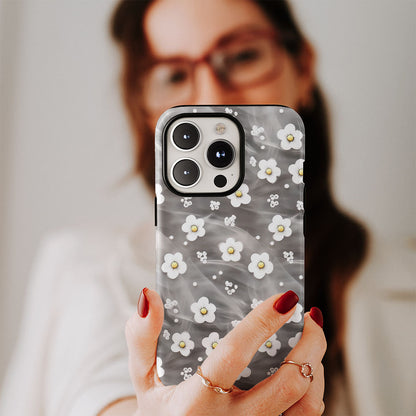 Double-Layer Semi-Handprinted Tough Matte Gypsophila iPhone Case