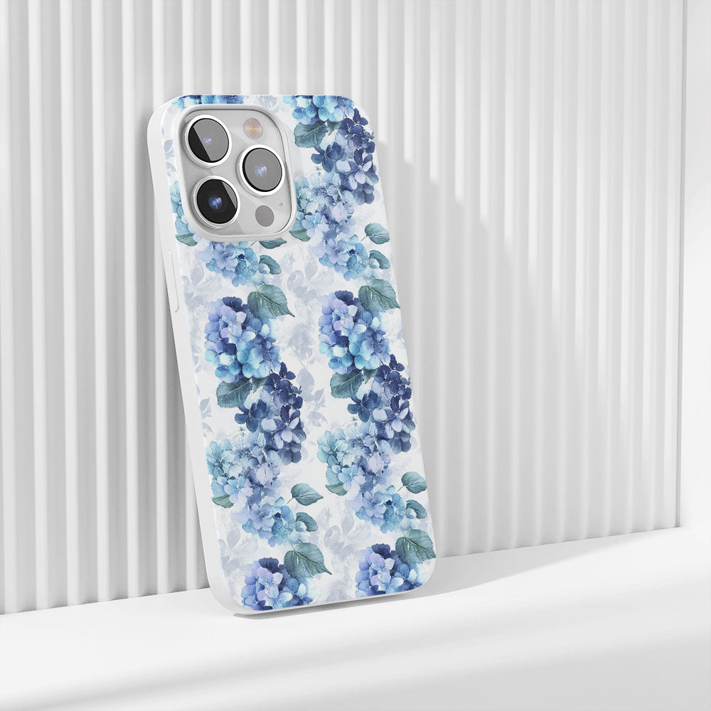 Latest 3rd-Generation Crystal Tough Glossy Hydrangea iPhone Case (MagSafe-Compatible)