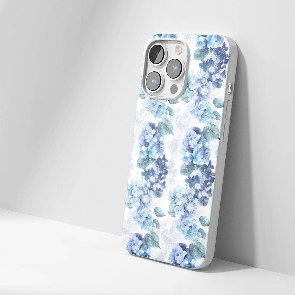 Latest 3rd-Generation Crystal Tough Glossy Hydrangea iPhone Case (MagSafe-Compatible)