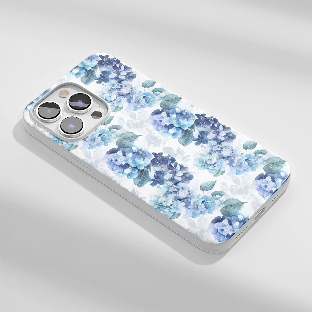 Latest 3rd-Generation Crystal Tough Glossy Hydrangea iPhone Case (MagSafe-Compatible)