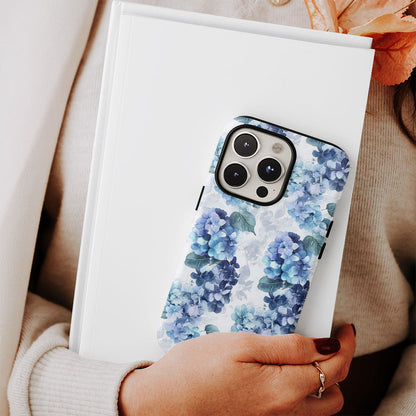 เคส iPhone ลายดอกไฮเดรนเยียเคลือบด้าน 2 ชั้น พิมพ์ลายด้วยมือ 