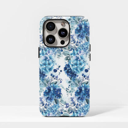 Double-Layer Semi-Handprinted Tough Matte Hydrangea iPhone Case