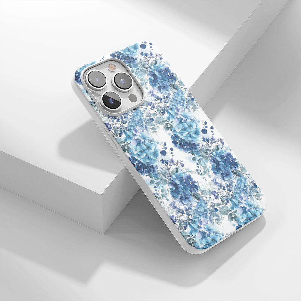 Latest 3rd-Generation Crystal Tough Glossy Hydrangea iPhone Case (MagSafe-Compatible)