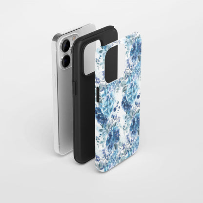 Double-Layer Semi-Handprinted Tough Matte Hydrangea iPhone Case