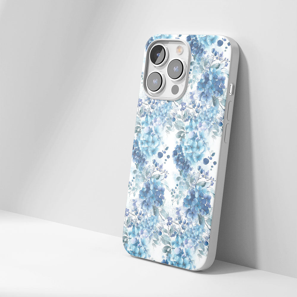 Latest 3rd-Generation Crystal Tough Glossy Hydrangea iPhone Case (MagSafe-Compatible)