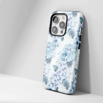 Double-Layer Semi-Handprinted Tough Matte Hydrangea iPhone Case