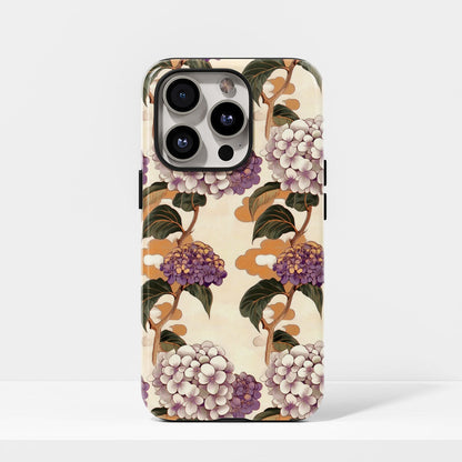 雙層半手工印花堅韌霧面繡球花 iPhone 手機殼