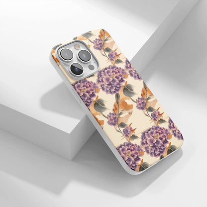 Latest 3rd-Generation Crystal Tough Glossy Hydrangea iPhone Case (MagSafe-Compatible)