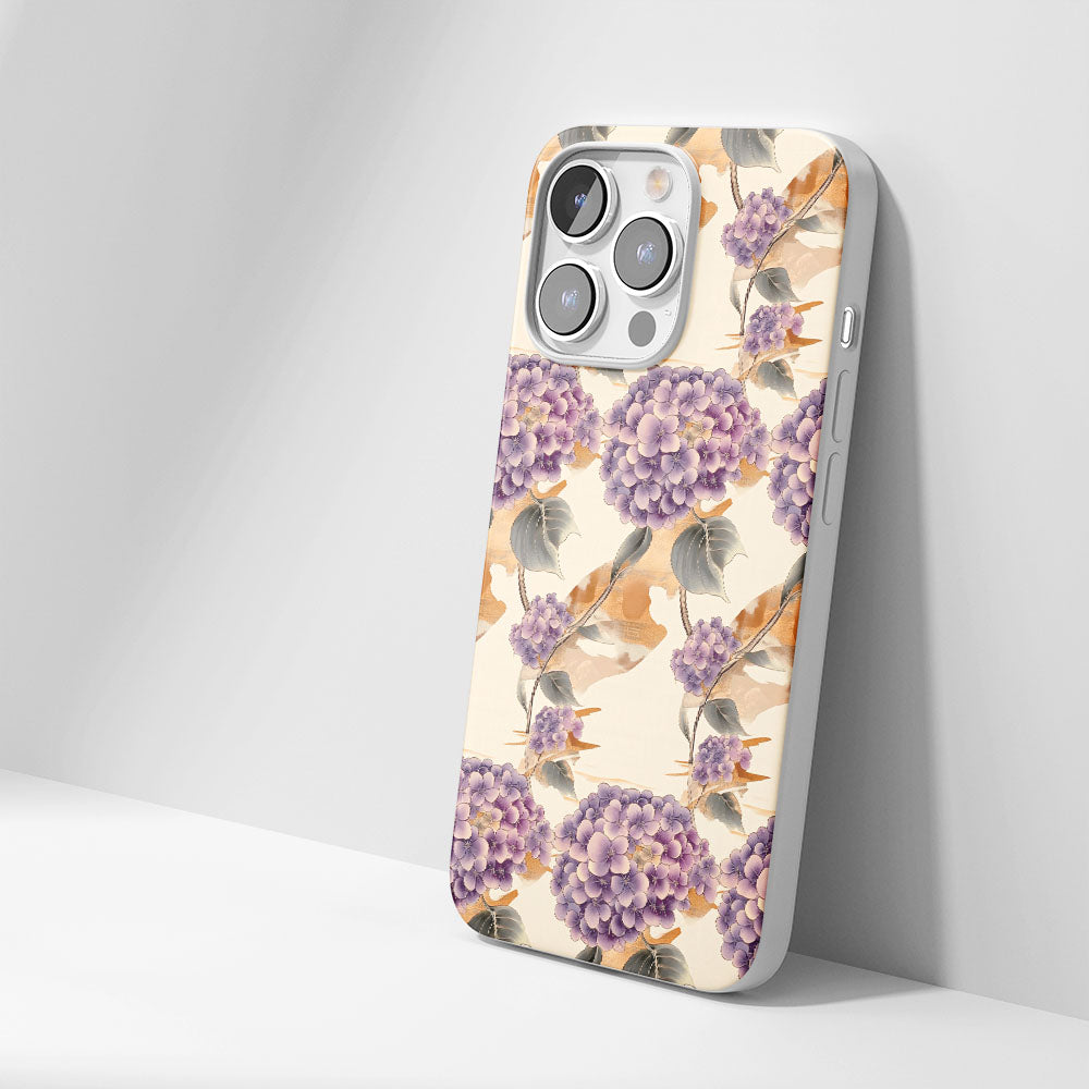 Latest 3rd-Generation Crystal Tough Glossy Hydrangea iPhone Case (MagSafe-Compatible)