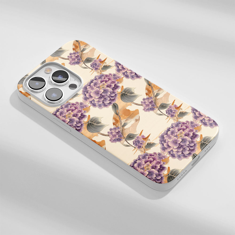 Latest 3rd-Generation Crystal Tough Glossy Hydrangea iPhone Case (MagSafe-Compatible)