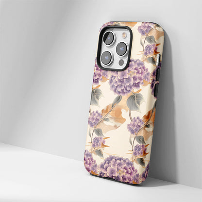 雙層半手工印花堅韌霧面繡球花 iPhone 手機殼