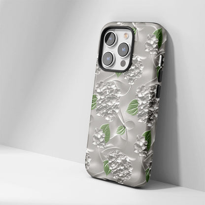 Double-Layer Semi-Handprinted Tough Matte Hydrangea iPhone Case