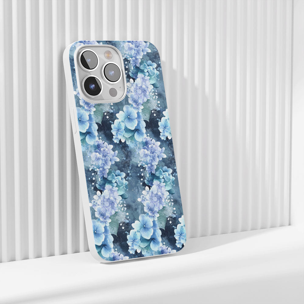 Latest 3rd-Generation Crystal Tough Glossy Hydrangea iPhone Case (MagSafe-Compatible)