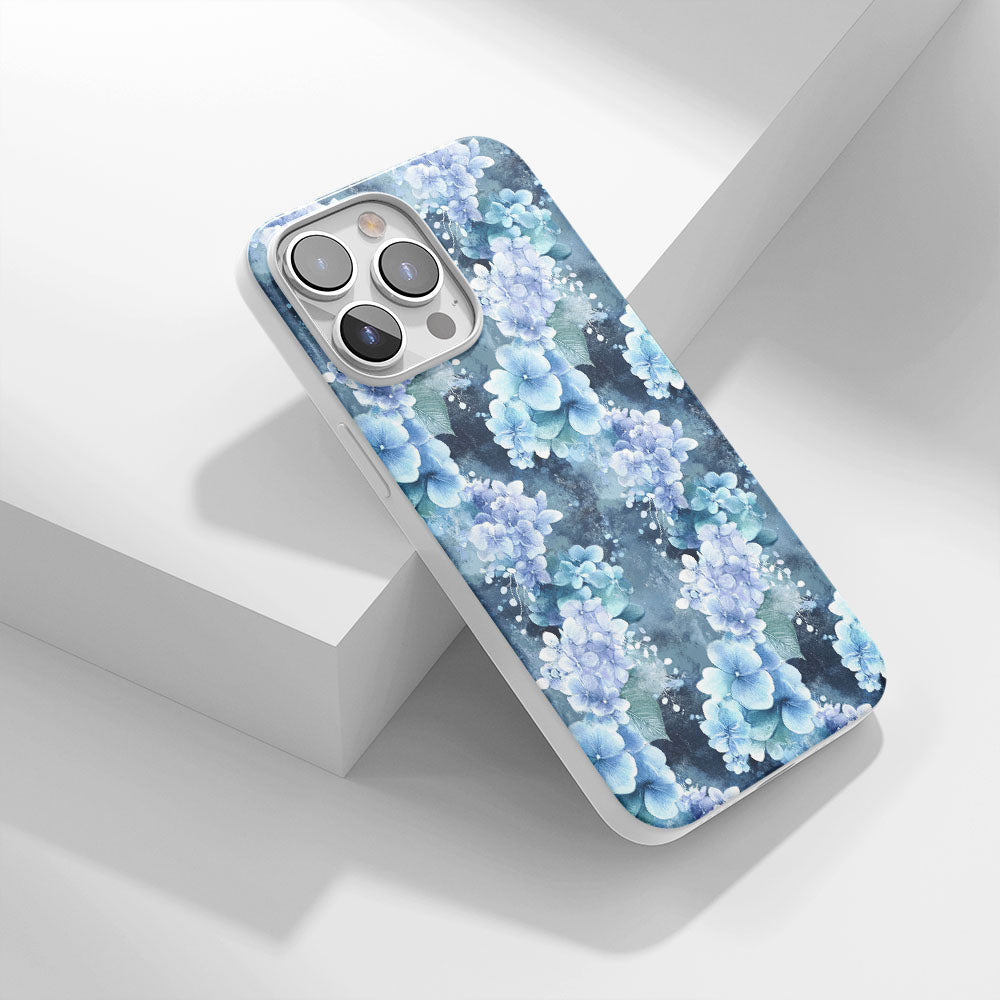 Latest 3rd-Generation Crystal Tough Glossy Hydrangea iPhone Case (MagSafe-Compatible)