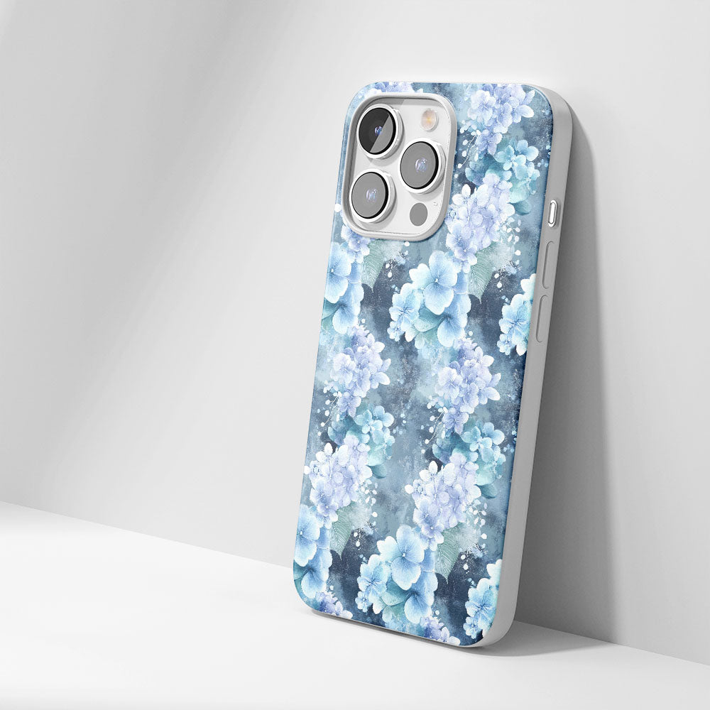 Latest 3rd-Generation Crystal Tough Glossy Hydrangea iPhone Case (MagSafe-Compatible)