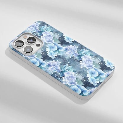 Latest 3rd-Generation Crystal Tough Glossy Hydrangea iPhone Case (MagSafe-Compatible)
