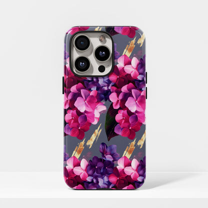 เคส iPhone ลายดอกไฮเดรนเยียเคลือบด้าน 2 ชั้น พิมพ์ลายด้วยมือ 