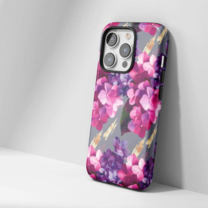 เคส iPhone ลายดอกไฮเดรนเยียเคลือบด้าน 2 ชั้น พิมพ์ลายด้วยมือ 