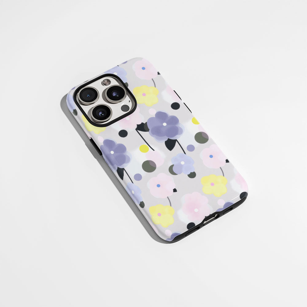 เคส iPhone สีจัสมินเคลือบด้านพิมพ์ลายกึ่งด้วยมือสองชั้น 