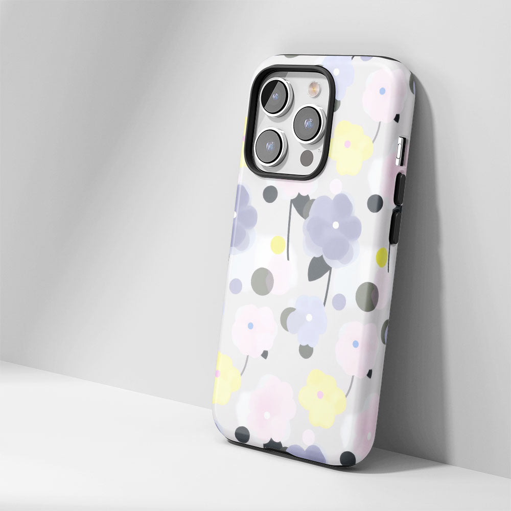 เคส iPhone สีจัสมินเคลือบด้านพิมพ์ลายกึ่งด้วยมือสองชั้น 