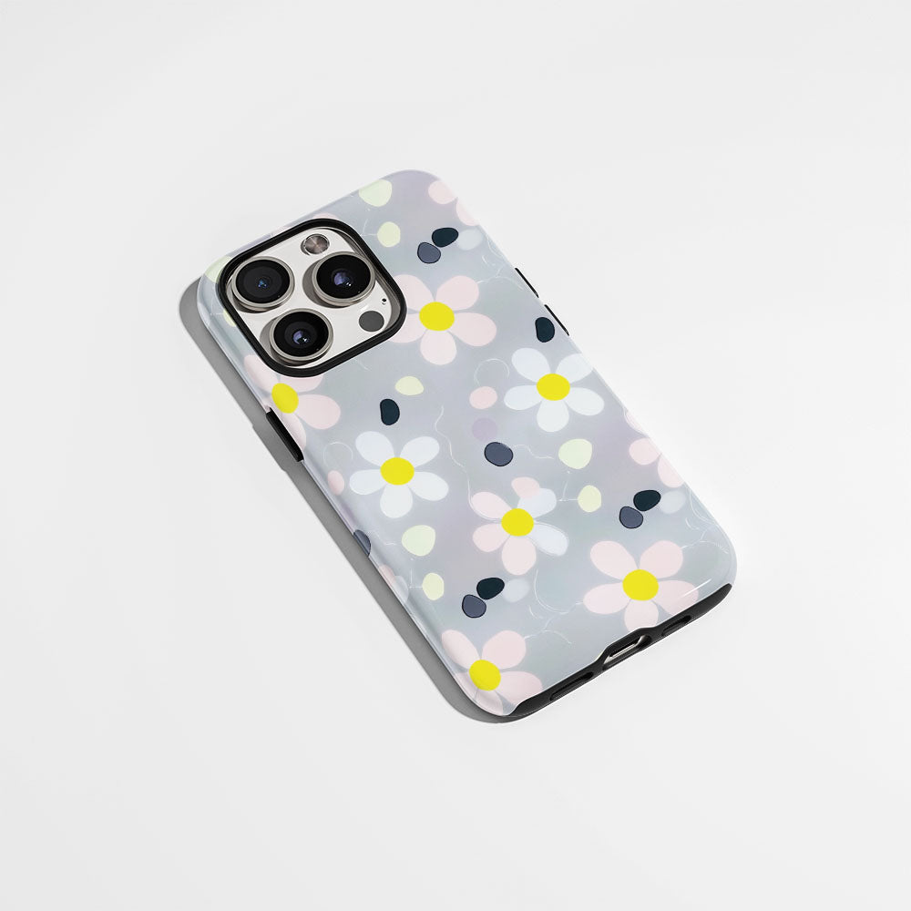 เคส iPhone สีจัสมินเคลือบด้านพิมพ์ลายกึ่งด้วยมือสองชั้น 