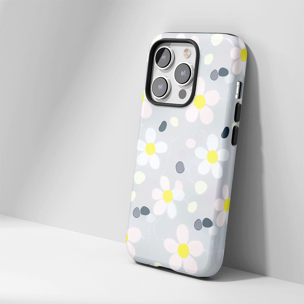 เคส iPhone สีจัสมินเคลือบด้านพิมพ์ลายกึ่งด้วยมือสองชั้น 