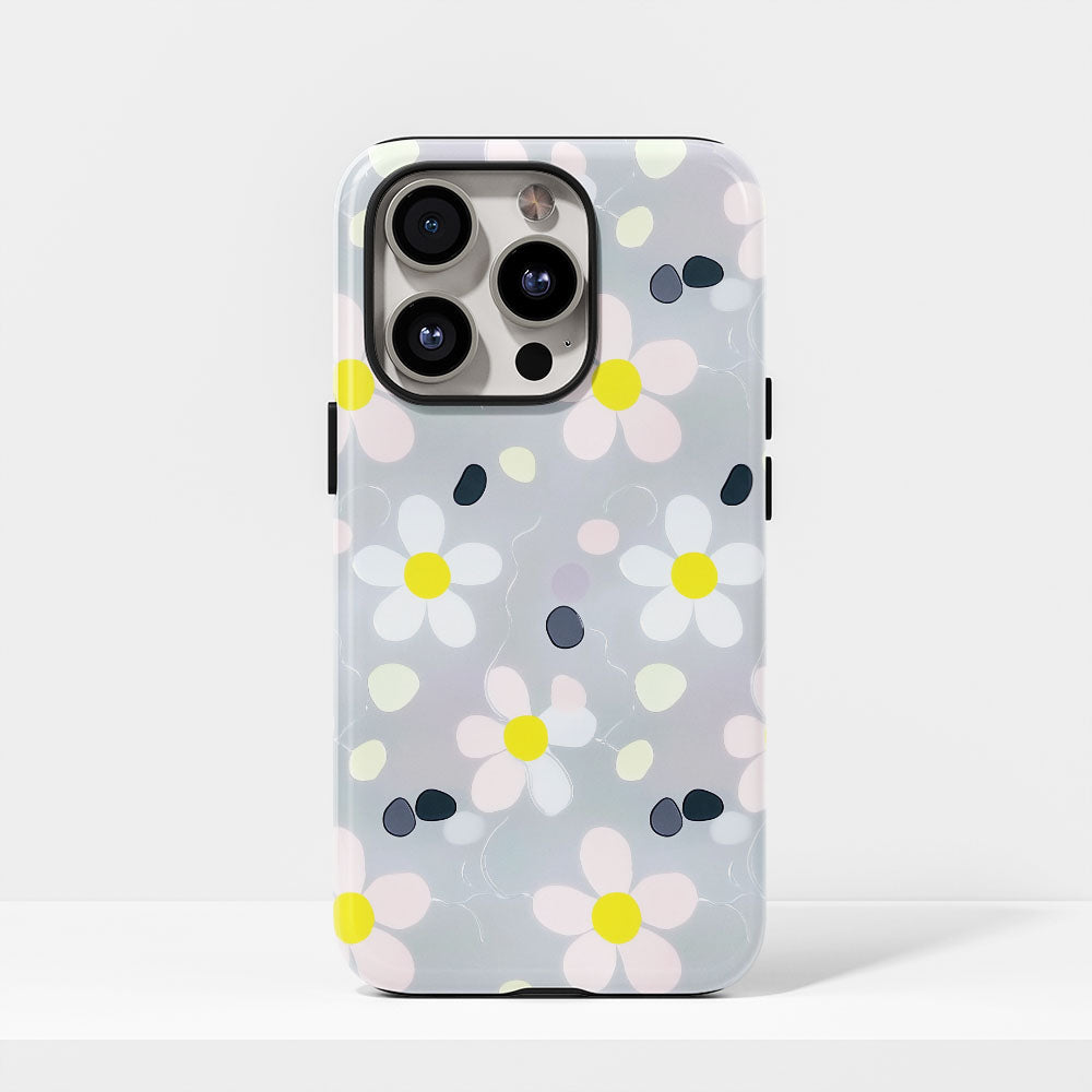 เคส iPhone สีจัสมินเคลือบด้านพิมพ์ลายกึ่งด้วยมือสองชั้น 
