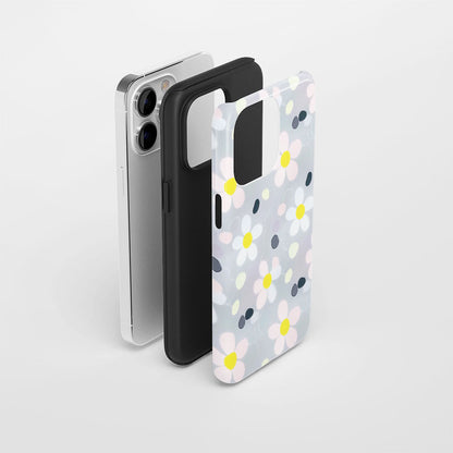 เคส iPhone สีจัสมินเคลือบด้านพิมพ์ลายกึ่งด้วยมือสองชั้น 