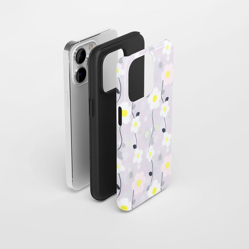 Double-Layer Semi-Handprinted Tough Matte Jasmine iPhone Case