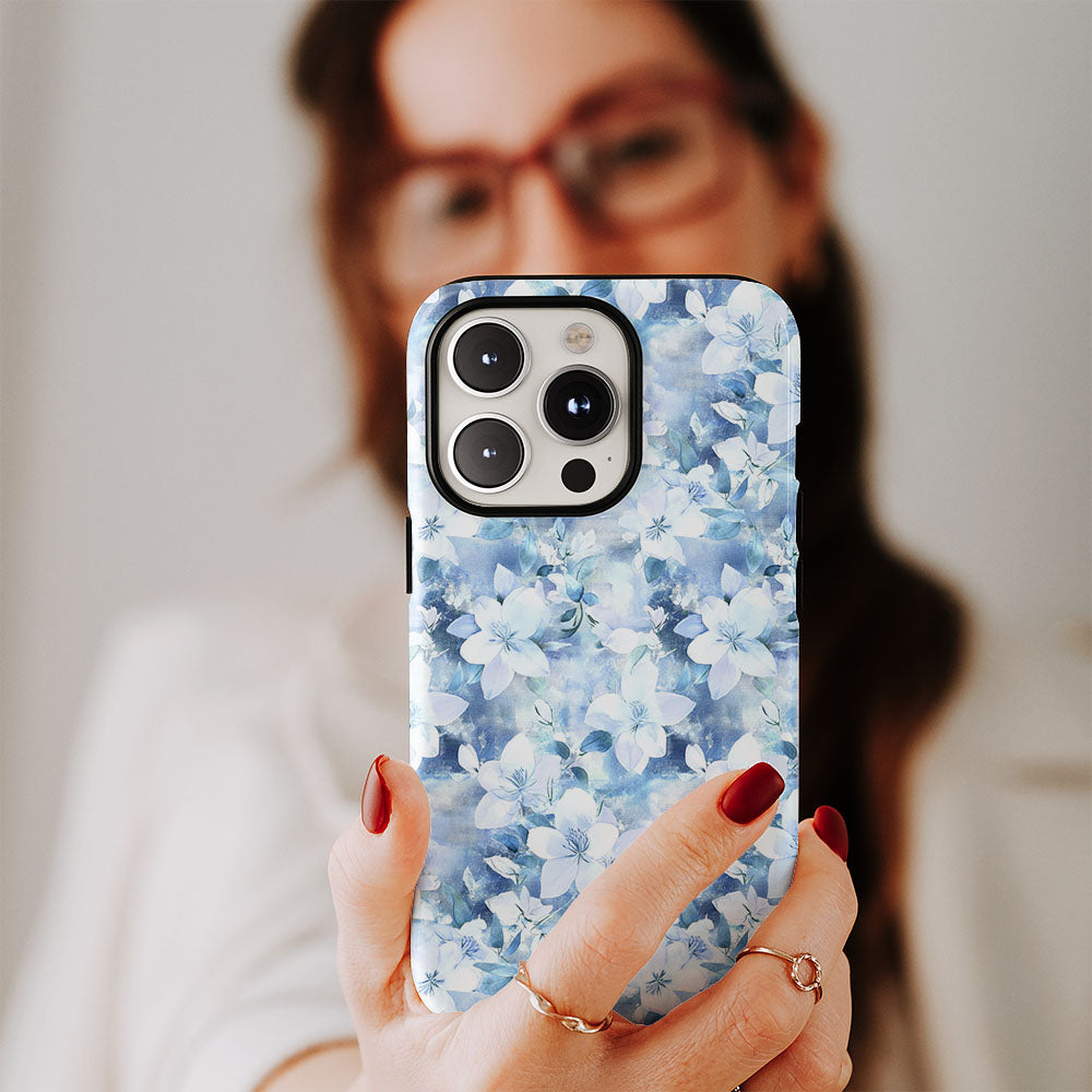 Double-Layer Semi-Handprinted Tough Matte Jasmine iPhone Case