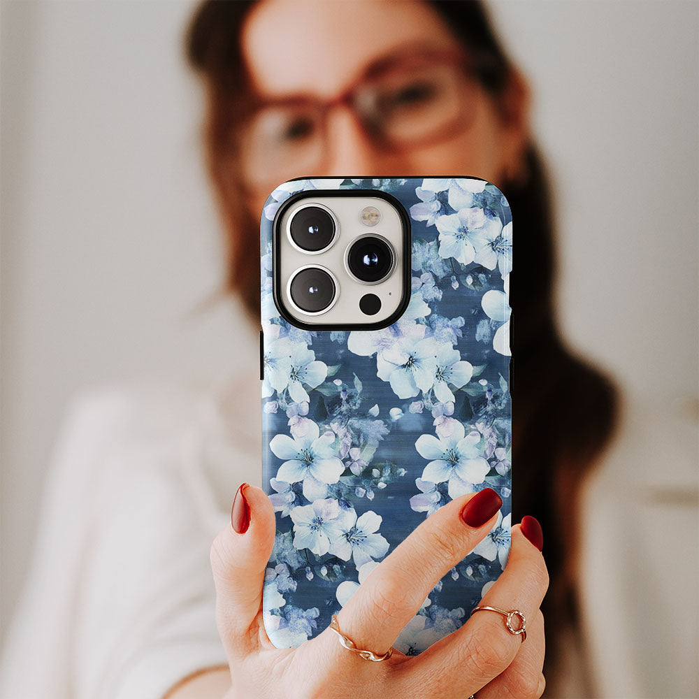 Double-Layer Semi-Handprinted Tough Matte Jasmine iPhone Case
