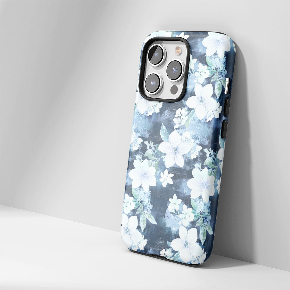 Double-Layer Semi-Handprinted Tough Matte Jasmine iPhone Case