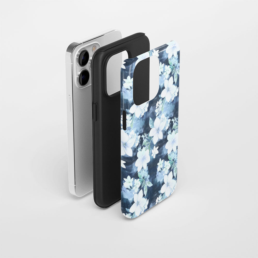 Double-Layer Semi-Handprinted Tough Matte Jasmine iPhone Case