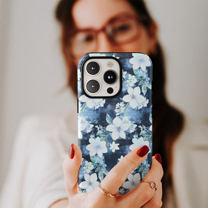 Double-Layer Semi-Handprinted Tough Matte Jasmine iPhone Case