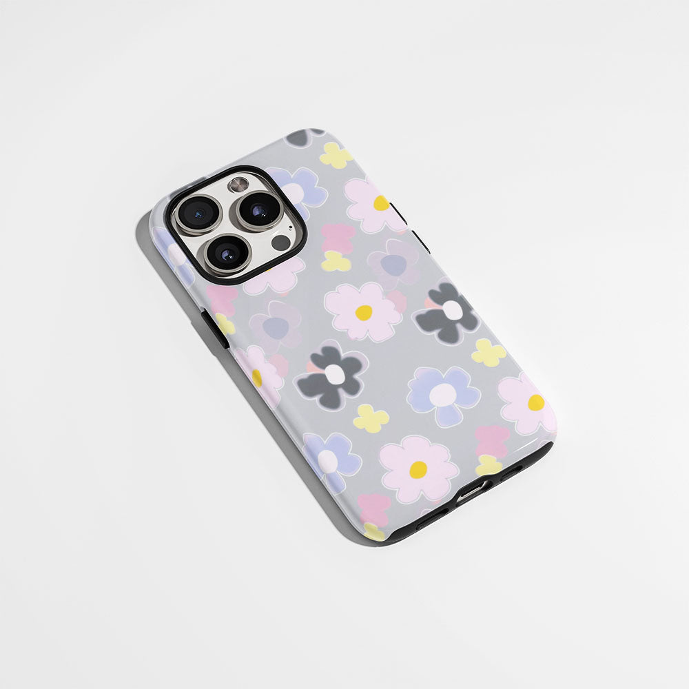 เคส iPhone สีจัสมินเคลือบด้านพิมพ์ลายกึ่งด้วยมือสองชั้น 
