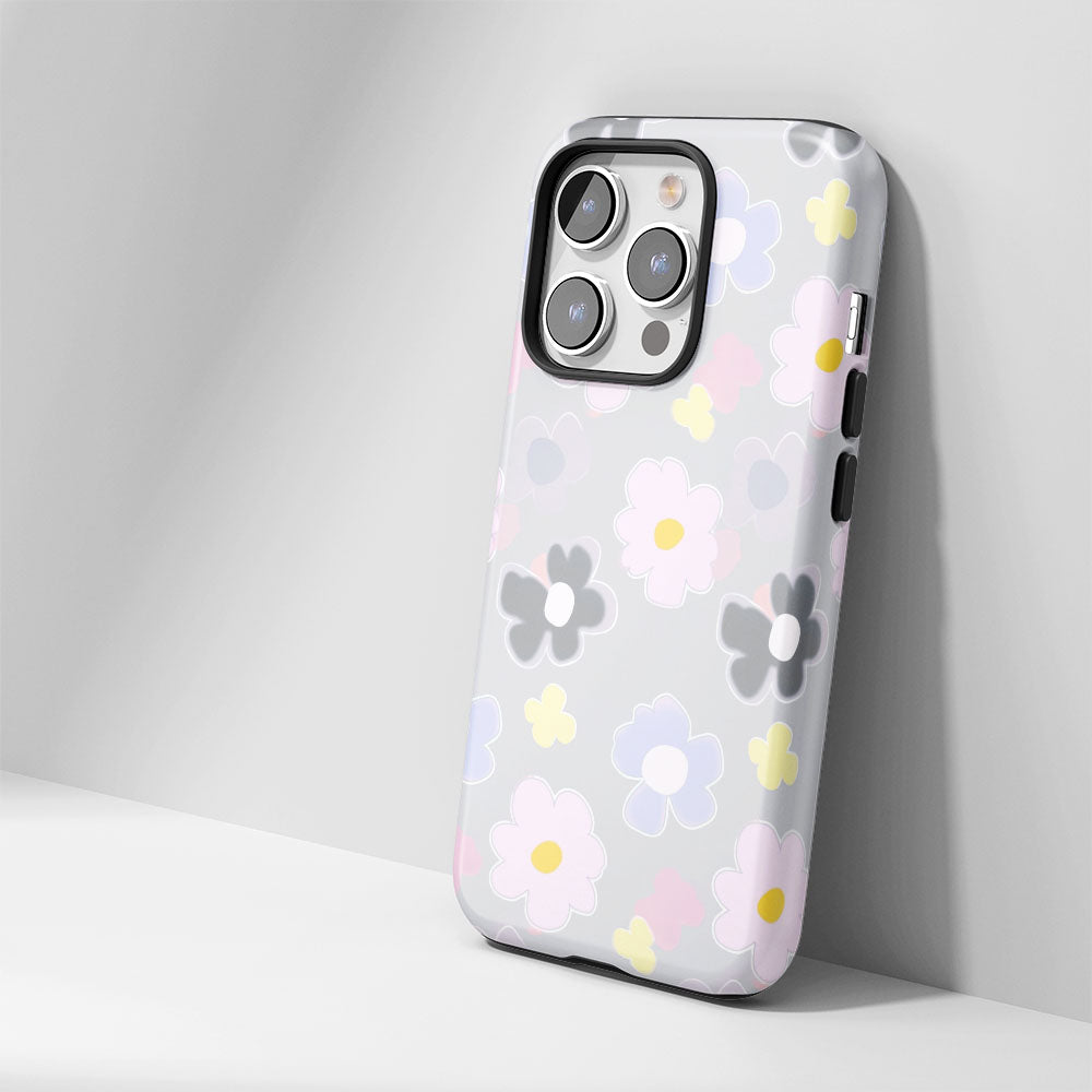 เคส iPhone สีจัสมินเคลือบด้านพิมพ์ลายกึ่งด้วยมือสองชั้น 
