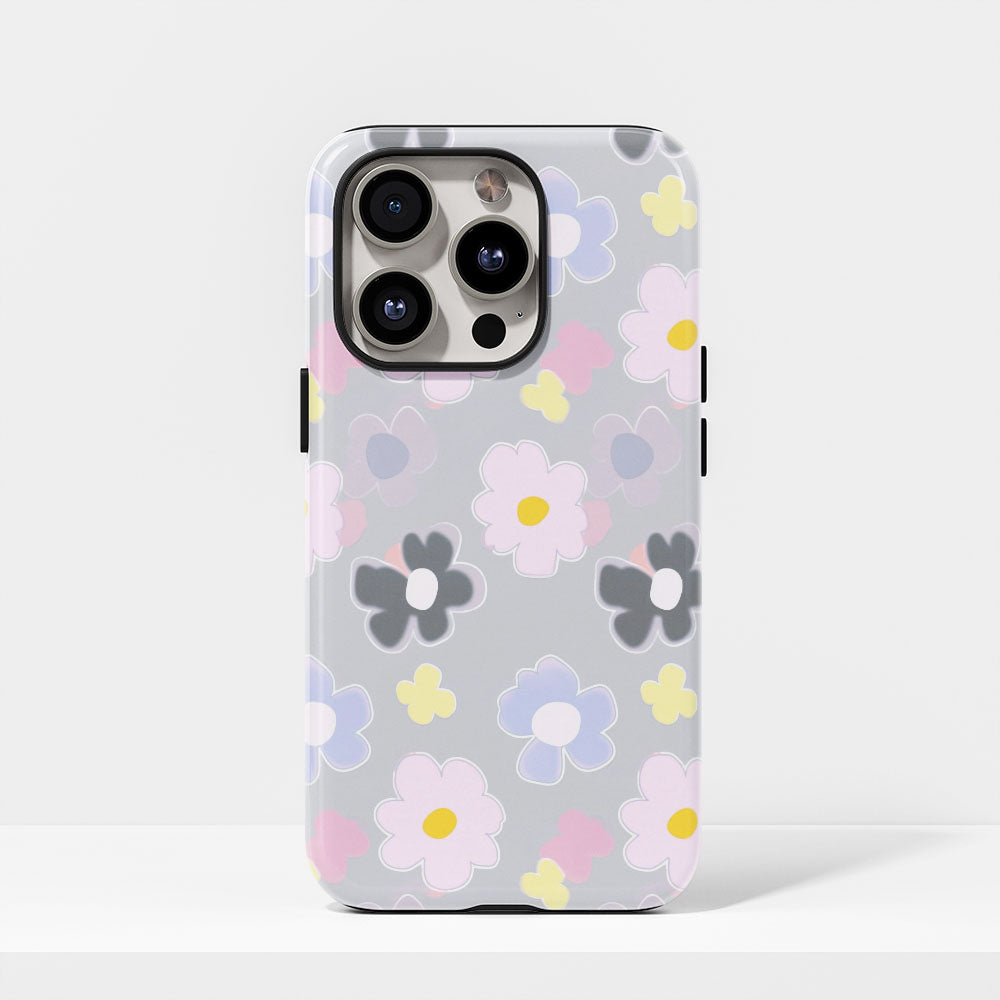 เคส iPhone สีจัสมินเคลือบด้านพิมพ์ลายกึ่งด้วยมือสองชั้น 
