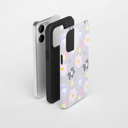 เคส iPhone สีจัสมินเคลือบด้านพิมพ์ลายกึ่งด้วยมือสองชั้น 