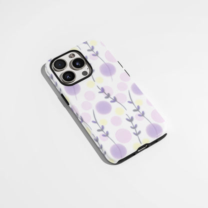 เคส iPhone สีลาเวนเดอร์เคลือบด้านแบบ 2 ชั้น พิมพ์ลายด้วยมือ 