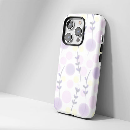 เคส iPhone สีลาเวนเดอร์เคลือบด้านแบบ 2 ชั้น พิมพ์ลายด้วยมือ 