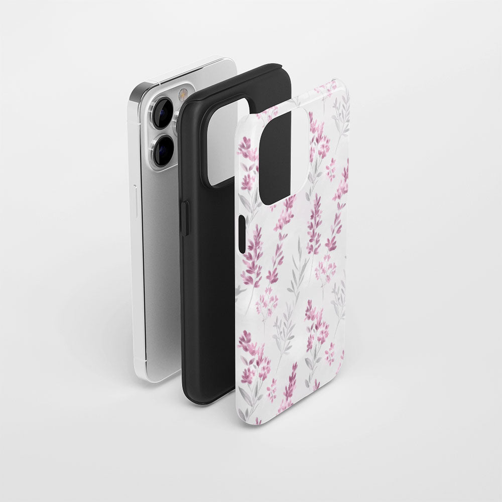 雙層半手工印花霧面薰衣草色 iPhone 手機殼
