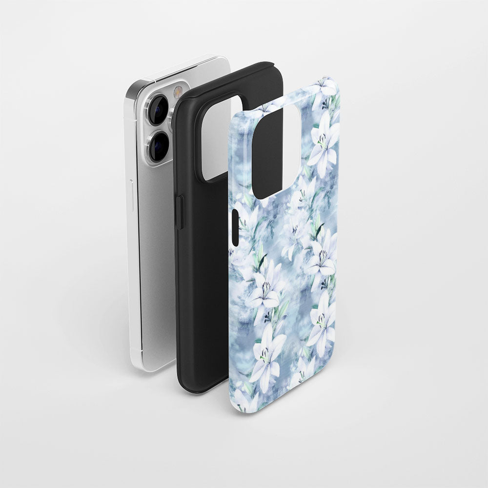 Double-Layer Semi-Handprinted Tough Matte Lily iPhone Case