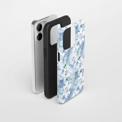 Double-Layer Semi-Handprinted Tough Matte Lily iPhone Case