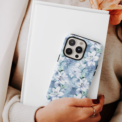 Double-Layer Semi-Handprinted Tough Matte Lily iPhone Case