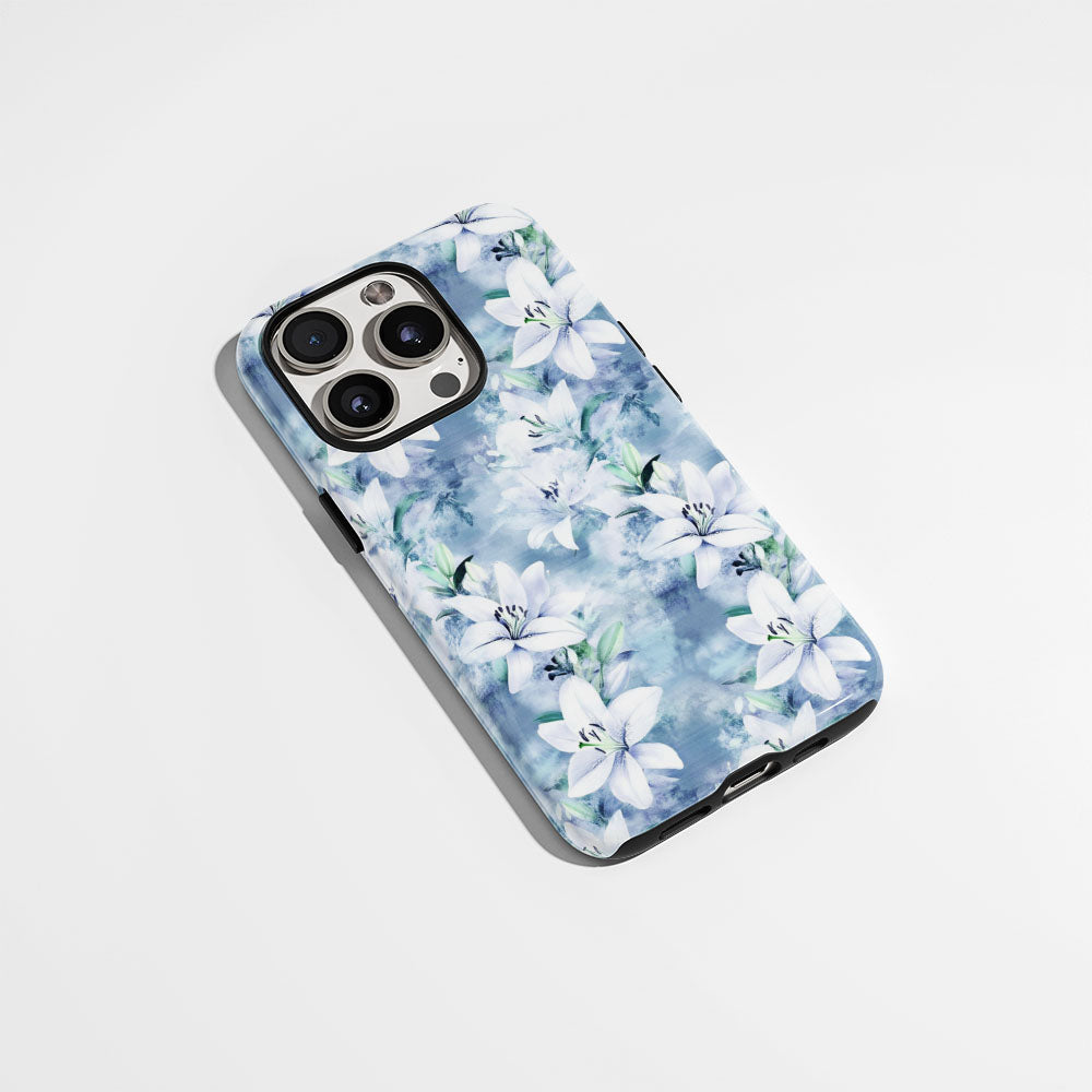 Double-Layer Semi-Handprinted Tough Matte Lily iPhone Case