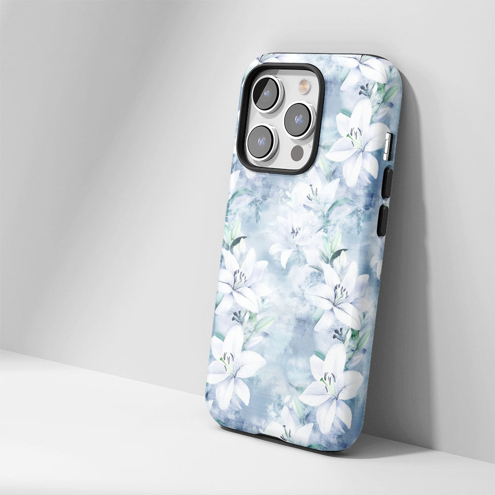 Double-Layer Semi-Handprinted Tough Matte Lily iPhone Case