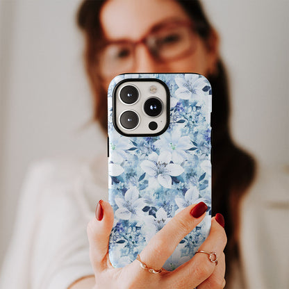 Double-Layer Semi-Handprinted Tough Matte Lily iPhone Case